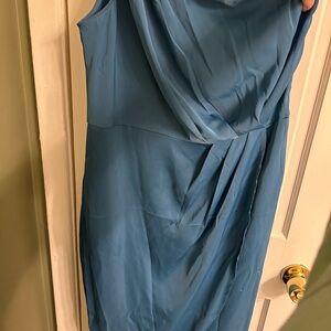 Women's Draped Sheath Dress in TEAL